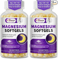 2 Pack High Absorption Magnesium Glycinate 400mg Softgels Supplement, Magnesium with Calcium - Highly Bioavailable - with Vitamin D3 & K2, for Sleep, Mood, Brain Support