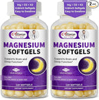 2 Pack High Absorption Magnesium Glycinate 400mg Softgels Supplement, Magnesium with Calcium - Highly Bioavailable - with Vitamin D3 & K2, for Sleep, Mood, Brain Support