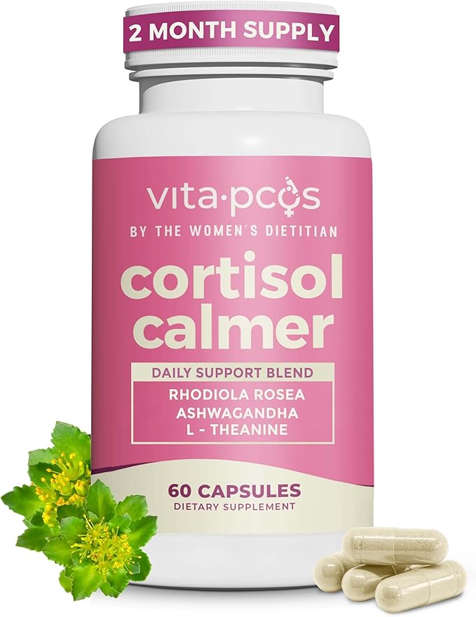 VITA-PCOS Cortisol Supplement for Women – Cortisol Vitamins for Endocrine & Energy Stabilizing Formula for Women – Rhodiola Rosea Extract, Ashwagandha, L-Theanine, & Phosphatidylserine – 60 Capsules