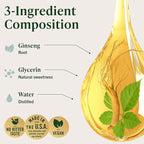 HERBAMAMA Panax Ginseng Root Tincture - Vegan Energy Support with Korean Red Ginseng Extract Liquid Drops - Non-GMO, Alcohol & Sugar-Free Immune Support Supplement - 28-Day Supply