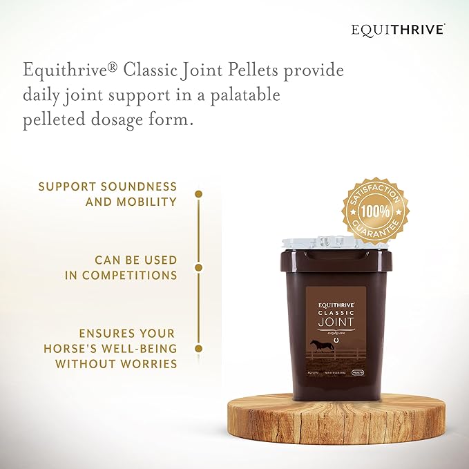 Equithrive Classic Joint Supplement Pellets with Glucosamine, Chondroitin, Hyaluronic Acid and MSM for Horses and Senior Horses, 10 lbs