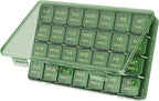 Lifewit Monthly Pill Organizer, 28 Day Pill Box, 4 Weeks One Month Vitamin Cases, Large Compartments Medicine Organizer for Fish Oils, Supplements, 28 Grids, Green