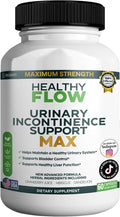 Healthy Flow Urinary Incontinence Support Max, 60 Veggie Capsules, Cranberry Juice Hibiscus Dandelion Formula, 30 Day Supply