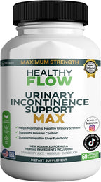 Healthy Flow Urinary Incontinence Support Max, 60 Veggie Capsules, Cranberry Juice Hibiscus Dandelion Formula, 30 Day Supply