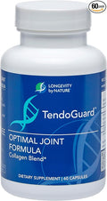 Longevity by Nature TendoGuard Joint Support Supplement with Collagen Peptides, Hyaluronic Acid Supplements, Tendon and Ligament, 60 Capsules