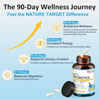 NATURE TARGET Probiotics for Men Digestive Health with Enzymes & Prebiotics, 100 Billion CFUs, Men's Probiotics with Saw Palmetto & Cranberry for Prostate & Urinary Tract Health, 90 Veggie Capsules
