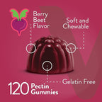 Viteey Beet Root Gummies with Magnesium & Vitamin C - Beetroot Supplement for Heart Health, Blood Pressure Support - Vegan, Gluten-Free - 120 Count