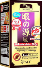 AFC Japan Ultimate Vision PRO – Improved, Up-Sized Formula - Support Vitamins for Eye Health with Lutein, Zeaxanthin, Bilberry, Nutrients for Blurry Dry Eyes, Macular Health & Focus, 45 Softgelsx3