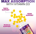 Calcium Supplement Gummies - Sugar Free Calcium Gummy with Vitamin D3 for Best Absorption - Supports Immune Health, Bones & Teeth - Nature's Calcium Chews for Women & Men - Orange Flavor - 60 Gummies