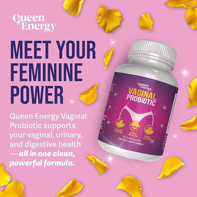 Queen Energy Vaginal Probiotic – Supports pH Balance, Odor Control & Digestive Health – 30 Capsules