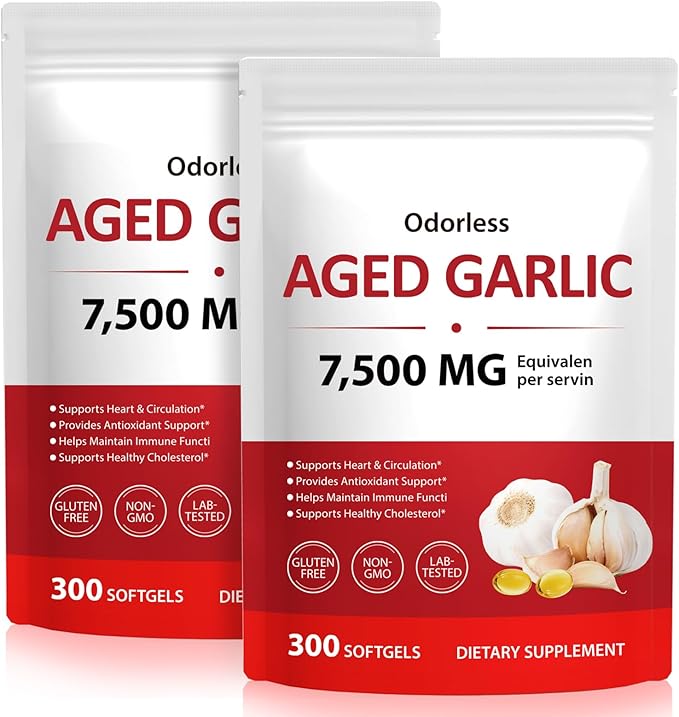 Garlic Softgels 300 Count 2Pack – Odor-Controlled Garlic Supplement – Traditional Herbal Support – Easy to Swallow Softgel Capsules – Non-GMO, Gluten Free