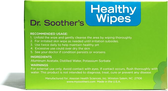 Dr. Soother's Healthy Wipes - PH Balanced Feminine Hygiene, Unscented, Hypoallergenic, Alcohol & Fragrance Free - 60 Individually Wrapped Cleansing Wipes for Women & Girls