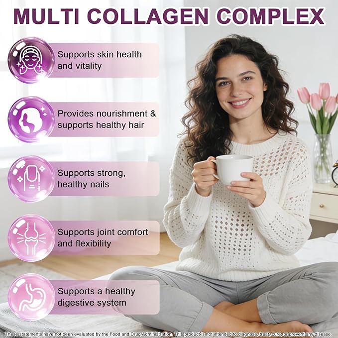 Multi Collagen Peptides Liquid Drops, 2oz – Types I, II, III, V, X, Hydrolyzed Collagen Complex for Hair, Skin, Nails, Bones & Joint Support | Collagen Supplement w. Hyaluronic Acid, Biotin, Vitamin C