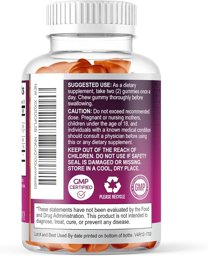 CoQ10 Gummies - Coenzyme Q10 100mg Per Serving - 3X Strength, High Absorption, Antioxidant Supplements for Heart Health Support & Energy Production, Ultra Coq 10 Vitamins Supplement - 60 Gummies