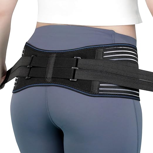 Sacroiliac SI Joint Hip Belt for Women and Men–Adjustable Hip Brace with 5 Springs, Non-Slip Support Brace for SI Joint, Lower Back, Pelvis, Sciatica & Trochanter Pain Relief (Black, X-Large)