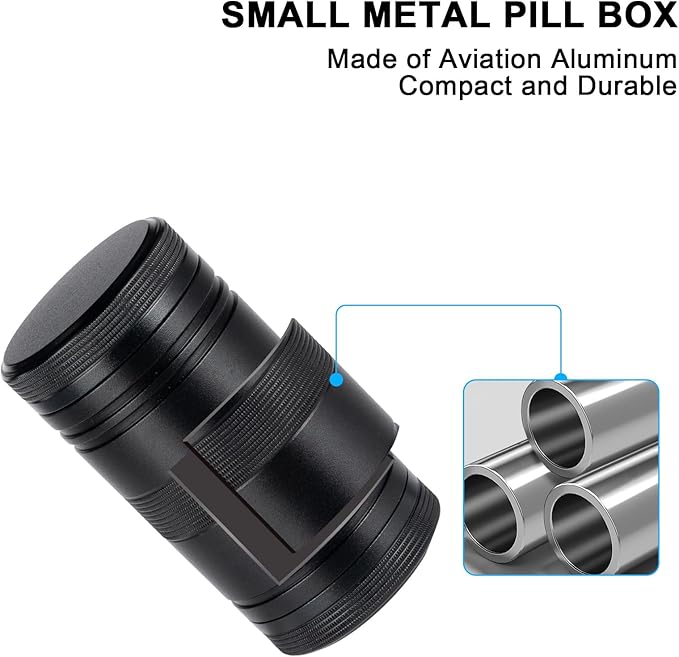Pill Box 2 Times A Day Daily Waterproof AM PM Metal Pill Case - Travel Pill Container Twice A Day with 2 Compartment, Portable Medicine Organizer Holder for Vitamin, Fish Oils, Supplements