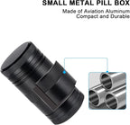 Metal Pill Box 2 Times a Day - Portable Waterproof Small Pill Case (AM PM), Travel Daily Pill Container, Compact Pill Holder Medicine Organizer for Pills/Vitamin/Fish Oil/Supplements, Black