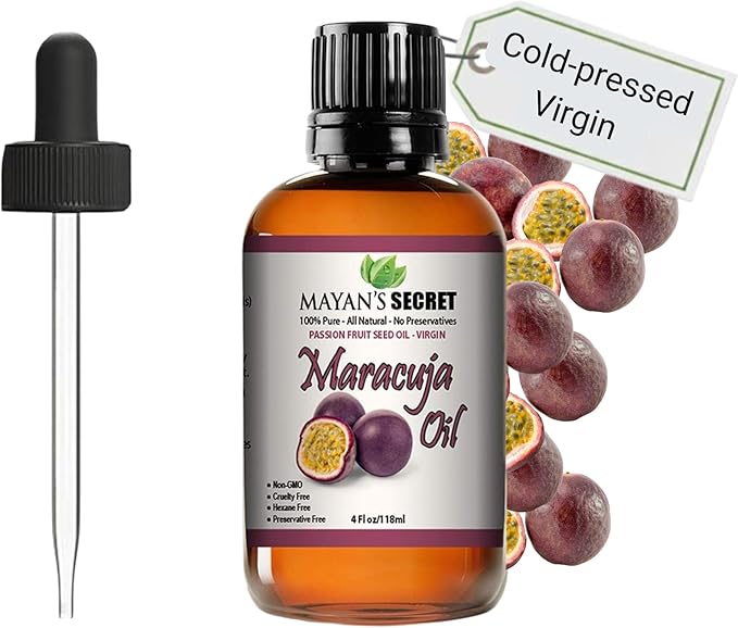 Pure Carrier and Essential Oils for Skin Care, Hair, Body Moisturizer for Face Aging Skin Care (Maracuja Oil (Passion Fruit, 4oz)
