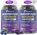Magnesium Glycinate Gummies 500mg/250mg for Adults Kids Teens, Sugar Free Magnesium Calm Sleep Aid, Kids Sleep Gummies with L-Theanine Glycine B6 for Sleep, Calm, Muscle,Relax Brain,No Melatonin,2Pack