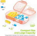 AUVON XL Weekly Pill Organizer 2 Times a Day, Pill Box 7 Day with One-Side Large Openings for Easy to Use, Watermelon Red AM PM Pill Case for Medication, Vitamins, Fish Oils, Supplements