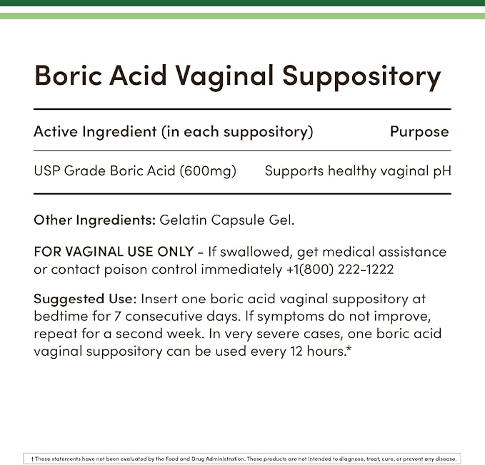 Boric Acid Suppositories 60 Count, Supports Women Health (Easy Dissolve, Third Party Tested) by Double Wood