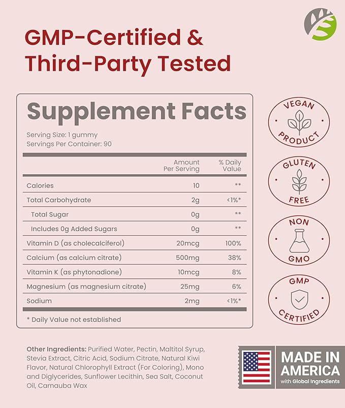 BariSlim Bariatric Calcium Gummies - Specially Formulated Bariatric Vitamins for Patients After Weight Loss Surgery - Supports Energy Levels & Bone Health | Strawberry (90 Vegan Gummies)