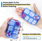 3 Pack 14 GRIDS Travel Pill Organizer Box with Labels - Travel Medicine Case Kit - Pocket Daily Pharmacy Container - Travel Medication Holder Dispenser for Fish Oil Vitamin Supplement Storage - Clear