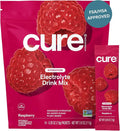 Cure Hydration | Plant-Based Electrolyte Drink Mix | No Added Sugar | Dehydration Relief Powder Made with Coconut Water | Non-GMO | Vegan | Pouch of 14 Packets - Raspberry
