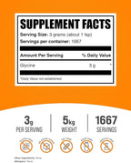 BulkSupplements.com Glycine Powder - Amino Acids Supplement for Liver & Immune Support - Unflavored, Gluten Free - 1000mg per Serving, Pack of 5 (5 Kilograms - 11 lbs)