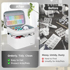 Mancro Dual Layers Medicine Organizer Bag, Pill Bottle Organizer Storage with Lockable Zipper, Medication Travel Bag for Pills, Vitamins, Medical Supplies for Home Storage, Travel, White