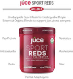 Terra Kai Organics Juce SR7 Sport Reds Organic Fruit & Veggies w/Pea Protein | 43 Superfoods, Antioxidants, Mushrooms, Beets, Herbal Adaptogens, Probiotic, Fiber, Garden Berry Flavor (30 Servings)