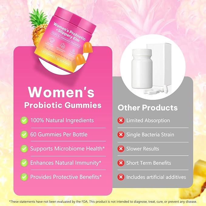 PH Balance for Women Gummies – Feminine Probiotic Gummies, Pineapple Flavor, Daily Support for pH Balance, Gut & Immune Health(2 Pack)