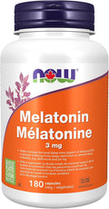 NOW Foods Supplements, Melatonin 3 mg, Free Radical Scavenger*, Healthy Sleep Cycle*, 180 Veg Capsules
