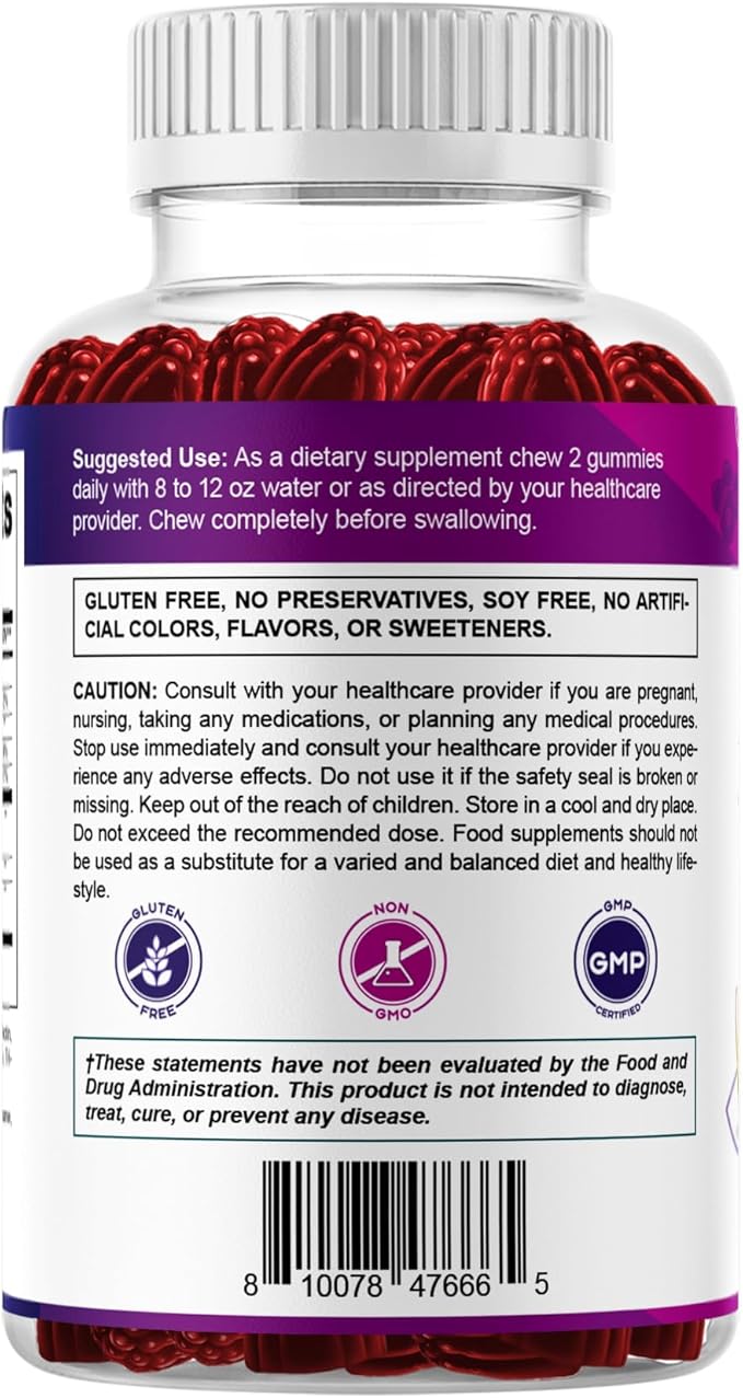 Vitamatic Stress Relief Gummies with GABA, L-Theanine, Lemon Balm – Lemon & Mixed Berry Flavor – 60 Gummies – Vegan, Non-GMO, Gluten-Free