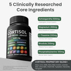 Cortisol Supplements for Women and Men, High Cortisol Reducer with Ashwagandha, Magnesium, Rhodiola, & L-Theanine-Supports Cortisol Calm, Sleep & Stress Relief–90 Capsules