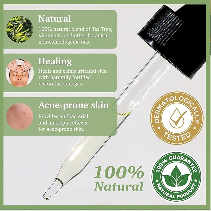 Purifect Tea Tree Oil Facial Serum for Skin - Tea Tree Essential Oil Serum for Face, Skin Clarity Support, Vitamin E for Antioxidant Support, Vegan Skincare, Cruelty Free - 1 fl oz