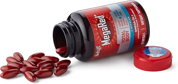 MegaRed Omega-3 Blend Total Body + Refresh 500mg Softgels, (65 Count in a Bottle), Easily Absorbed Krill Oil, to Support Your Heart, Joints, Brain & Eyes