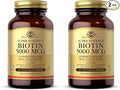 Solgar Biotin 5000 mcg,100 Veg Caps-Promote Healthy Skin,Nails&Hair-Supports Energy Production,Protein,Carbohydrate&Fat Metabolism-Vitamin B-Non GMO,Vegan,Gluten Free-100 Servings,(Pack of 2)