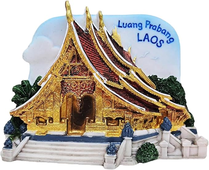 WitnyStore Tiny Wat Xieng Thong Temple of The Golden City in Luang Prabang, Laos Southeast Asia Tourist Attractions Resin Refrigerator Magnet Traveler Souvenir 3D Fridge Magnets