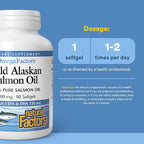 Omega Factors by Natural Factors, Wild Alaskan Salmon Oil, Supports Heart and Brain Health with Omega-3 DHA and EPA, 90 Softgels