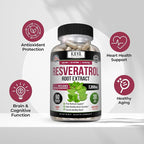 Kaya Naturals - Resveratrol Capsules - Anti Aging Supplement - Antioxidants with Brain Support - Maximum Benefits - 60 Veggies Capsules