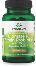 Swanson Dr. Stephen Langer's 16-Strain Probiotic with Prebiotic FOS for Gut-Health-Conscious Adults with 3.2 Billion CFU (60 Vegan Capsules)