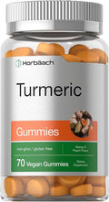 Horbäach Turmeric Gummies | 70 Count | Mango & Peach Flavor | Turmeric Curcumin with Ginger | Vegan Non-GMO & Gluten Free Supplement