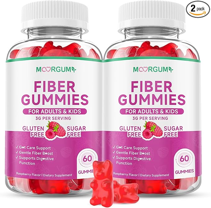 Fiber Gummies for Digestive Health & Regularity, Sugar-Free High Fiber Supplement for Adults & Kids, Soluble Dietary Fiber, Vegan Fiber Supplements for Men & Women, 120 Count