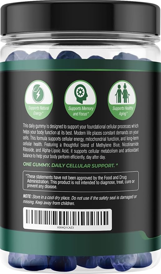 Methylene Blue Pharmaceutical Grade Gummies with Alpha Lipoic Acid (ALA) & NAD, Methylene Blue Gummies Cognitive Support, 60 Day Supplement