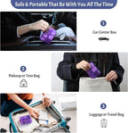 Foldable & Portable Weekly Pill Organizer 2 Times a Day with Clear Printed Labels - 7 Day AM PM Medicine Box, Week Daily Travel Pill Case Holder for Medications, Vitamin, Supplement - Clear Purple