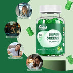 Multivitamin Super Greens Gummies - Daily Vegan Gummy Vitamins for Women, Apple Flavor | Organic Blend with Vitamin C, Turmeric, Zinc, Immune Support, Energy Booster, Metabolism | 60 Count