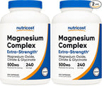 Nutricost Magnesium Complex 500mg, 240 Capsules - Magnesium Oxide, Citrate, and Glycinate - Gluten Free and Non-GMO (Pack of 2)
