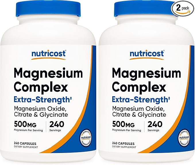 Nutricost Magnesium Complex 500mg, 240 Capsules - Magnesium Oxide, Citrate, and Glycinate - Gluten Free and Non-GMO (Pack of 2)