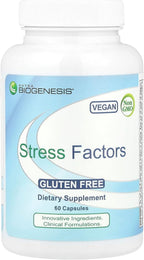 Nutra Biogenesis Stress Factors - GABA Supplements for Women & Men, L Theanine Calm Relaxation Support for Adults, 100mg L-Theanine & 25mg GABA Per Pill - 60 Veggie Capsules